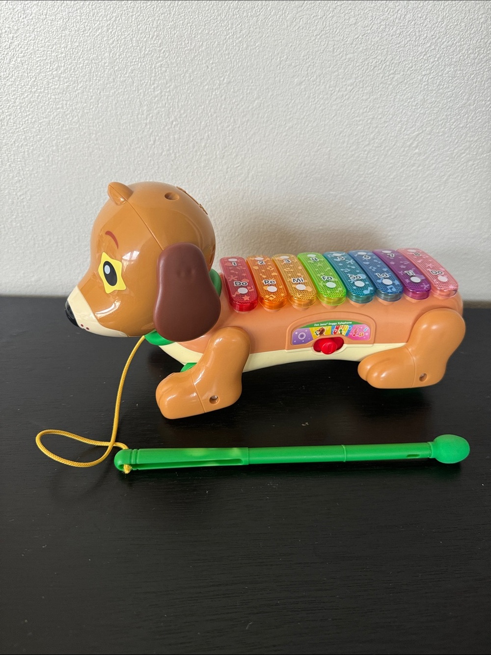 Pull-Along Dog Xylophone Toy in Brown with Colorful Keys